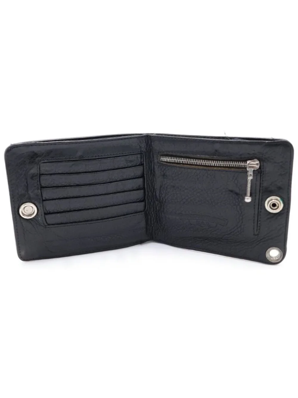 Chrome Hearts 1 Snap Cross Ball Button Leather Wallet Black